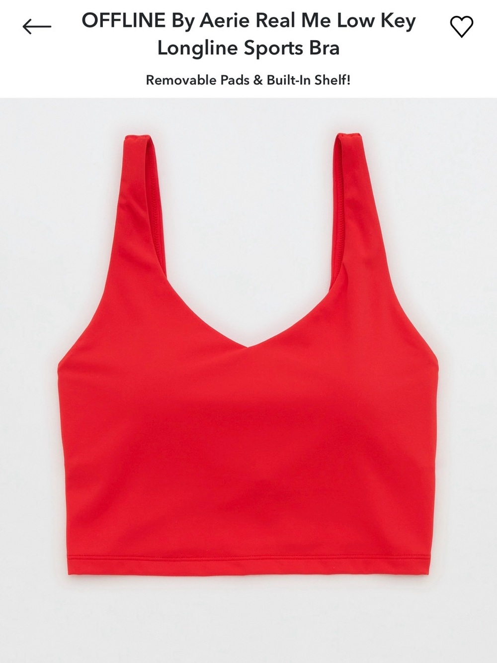 aerie red longline sports bra xxl